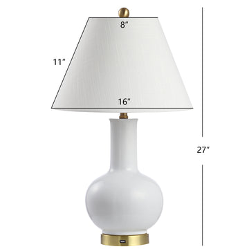Han 27" Ceramic/Iron Contemporary USB Charging LED Table Lamp - JONATHAN Y